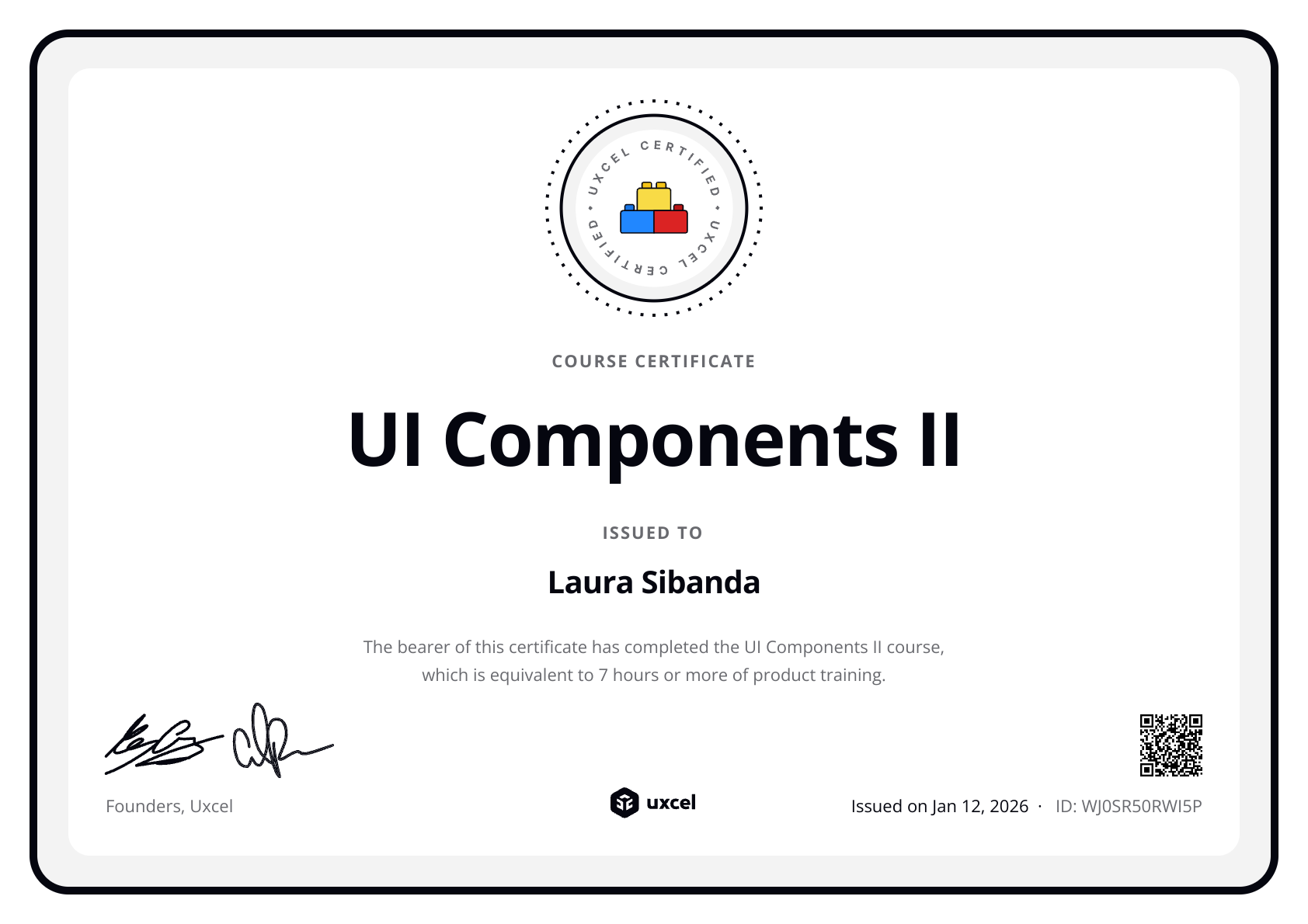 Laura Sibanda's certificate